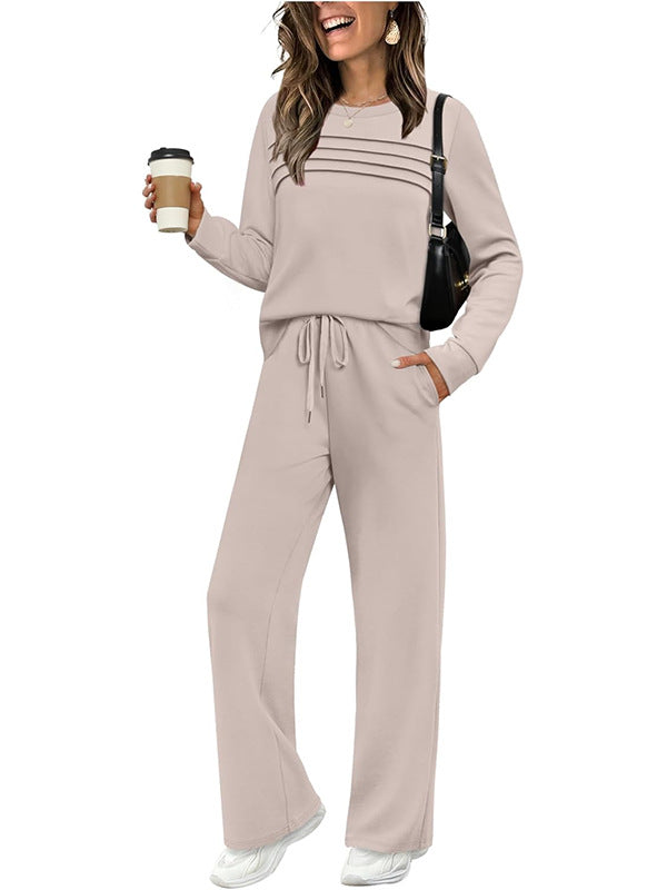 Women's Crew Neck Top & Drawstring Pants Set-7