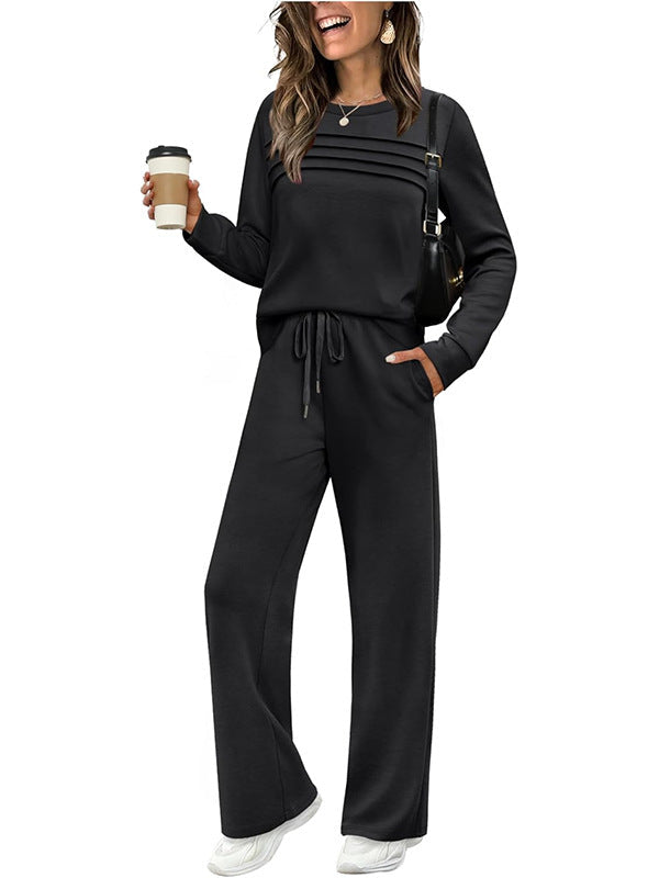 Women's Crew Neck Top & Drawstring Pants Set-6