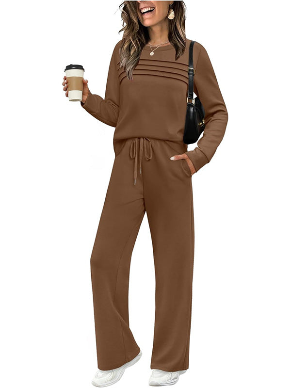 Women's Crew Neck Top & Drawstring Pants Set-13