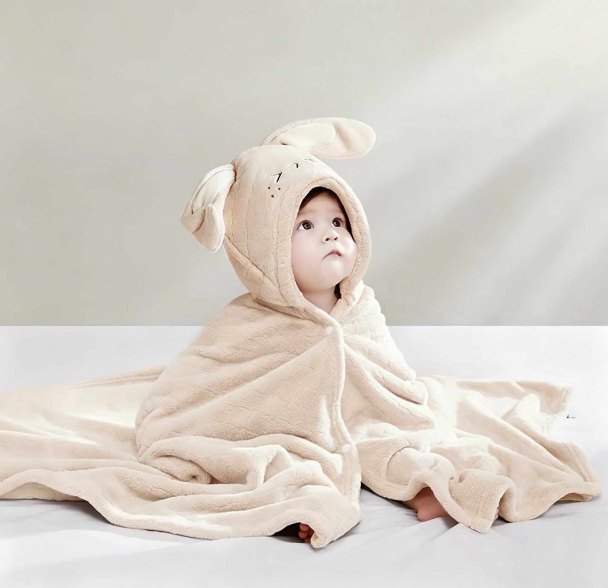 Cute Soft Coral Fleece Baby Hooded Bath Towel, Absorbent Quick Dry Large Towel-4