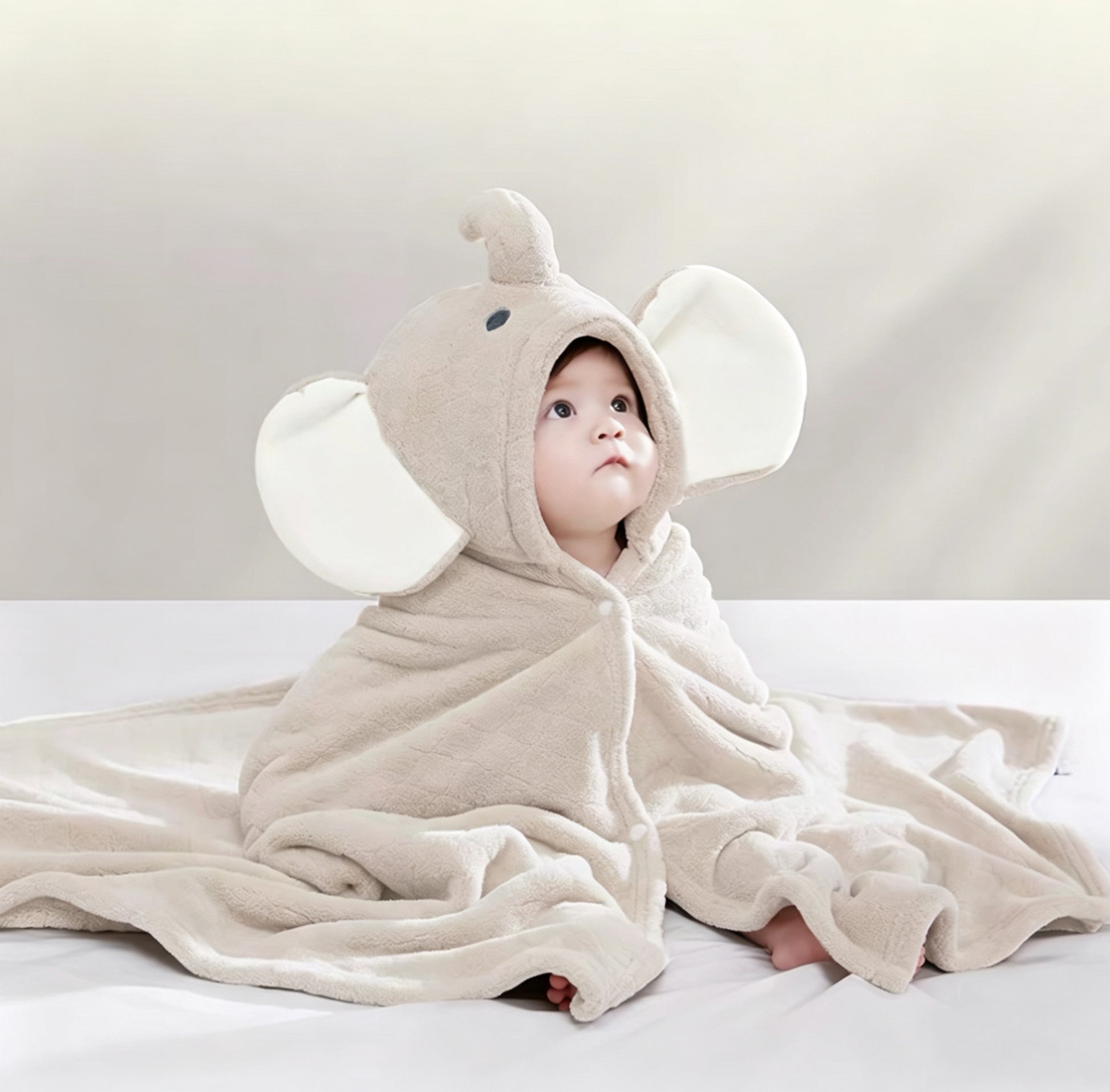 Cute Soft Coral Fleece Baby Hooded Bath Towel, Absorbent Quick Dry Large Towel-2
