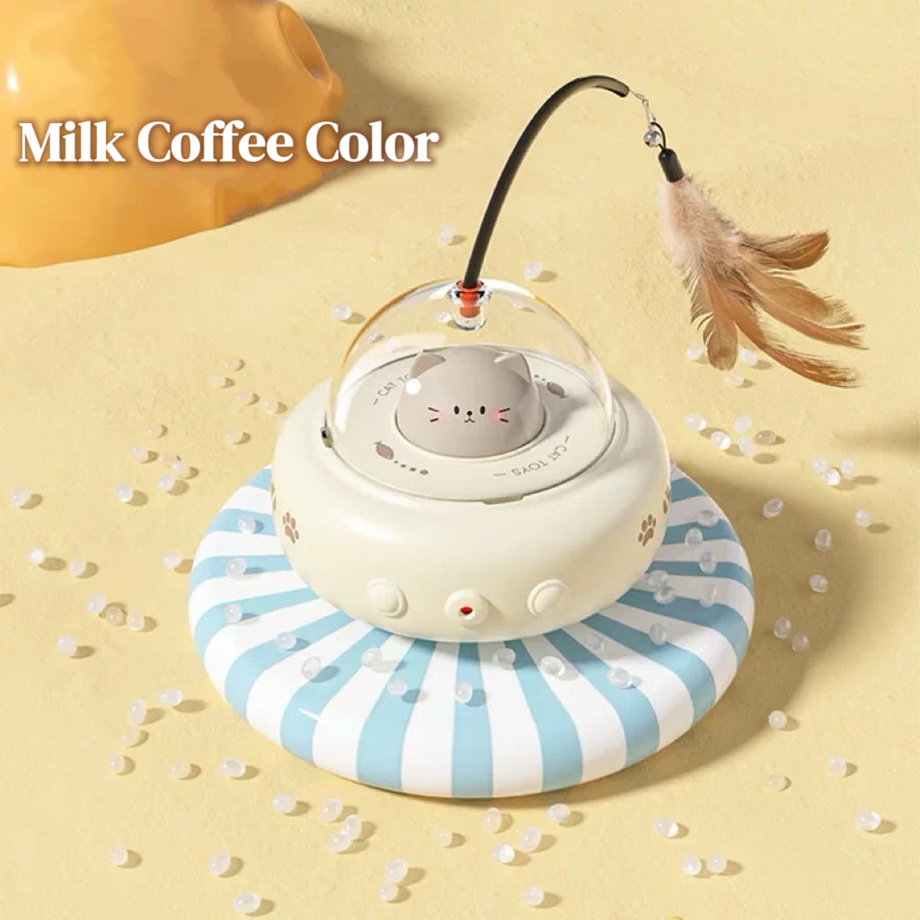 UFO 2-in-1 Laser Feather Cat Toy, Automatic Interactive Obstacle Avoidance Cat Toy USB Rechargeable-4