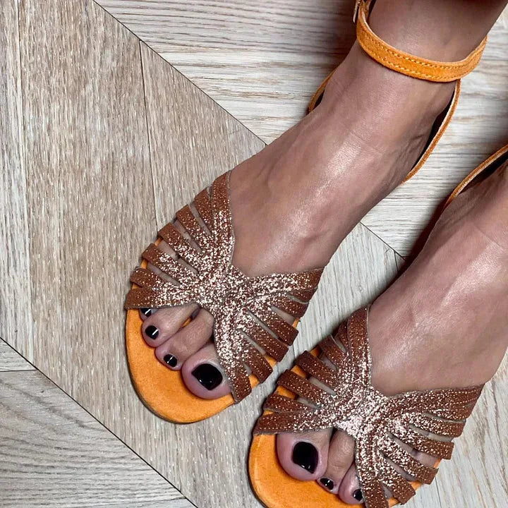 MELANY | PLATE SANDAL WITH ANKLE STRAP-3