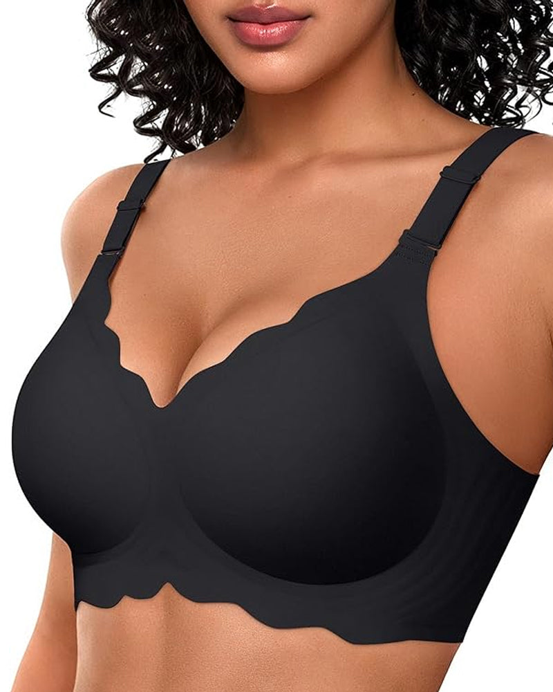 Seamless Scalloped Bras for Women Wireless Push Up Bra-2