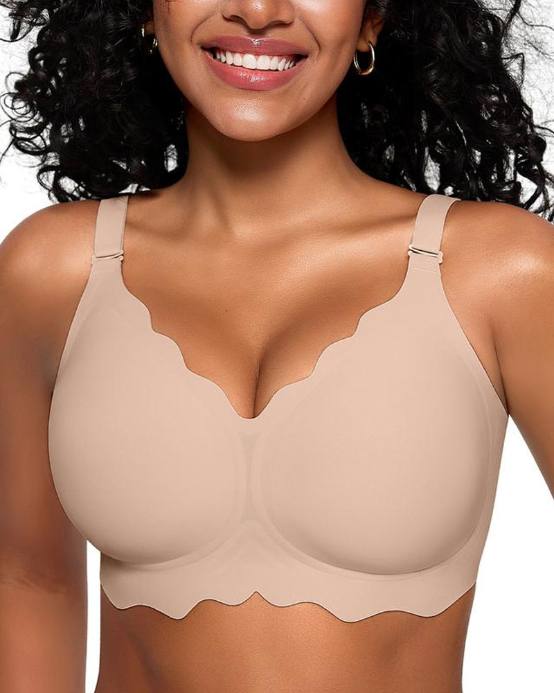 Seamless Scalloped Bras for Women Wireless Push Up Bra-9