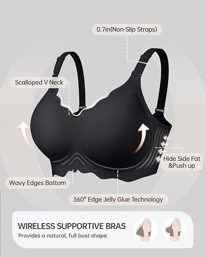 Seamless Scalloped Bras for Women Wireless Push Up Bra-6