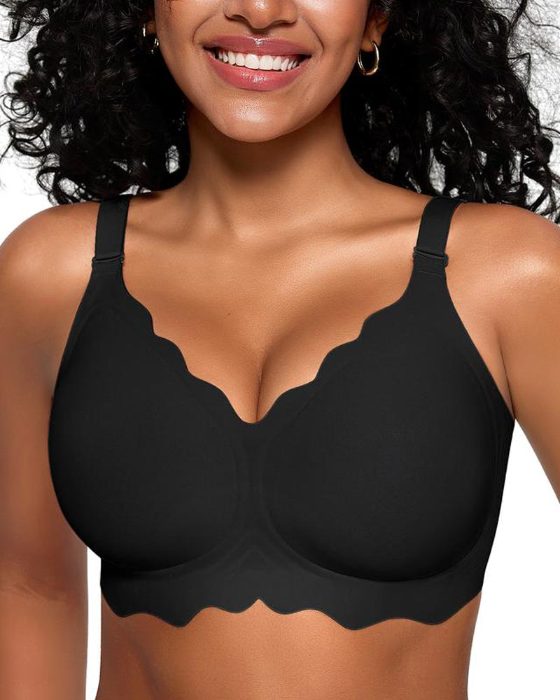 Seamless Scalloped Bras for Women Wireless Push Up Bra-1