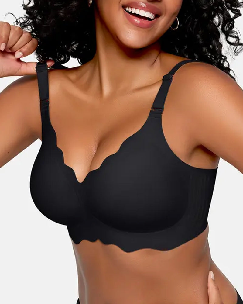 Seamless Scalloped Bras for Women Wireless Push Up Bra-3