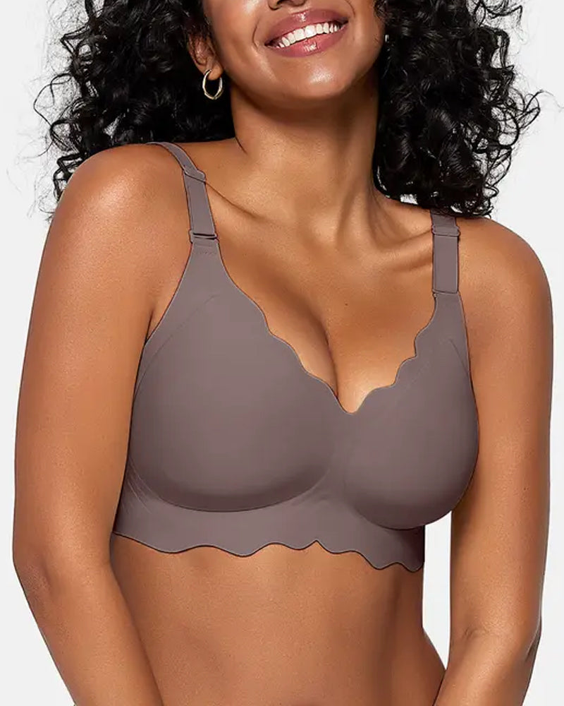 Seamless Scalloped Bras for Women Wireless Push Up Bra-8
