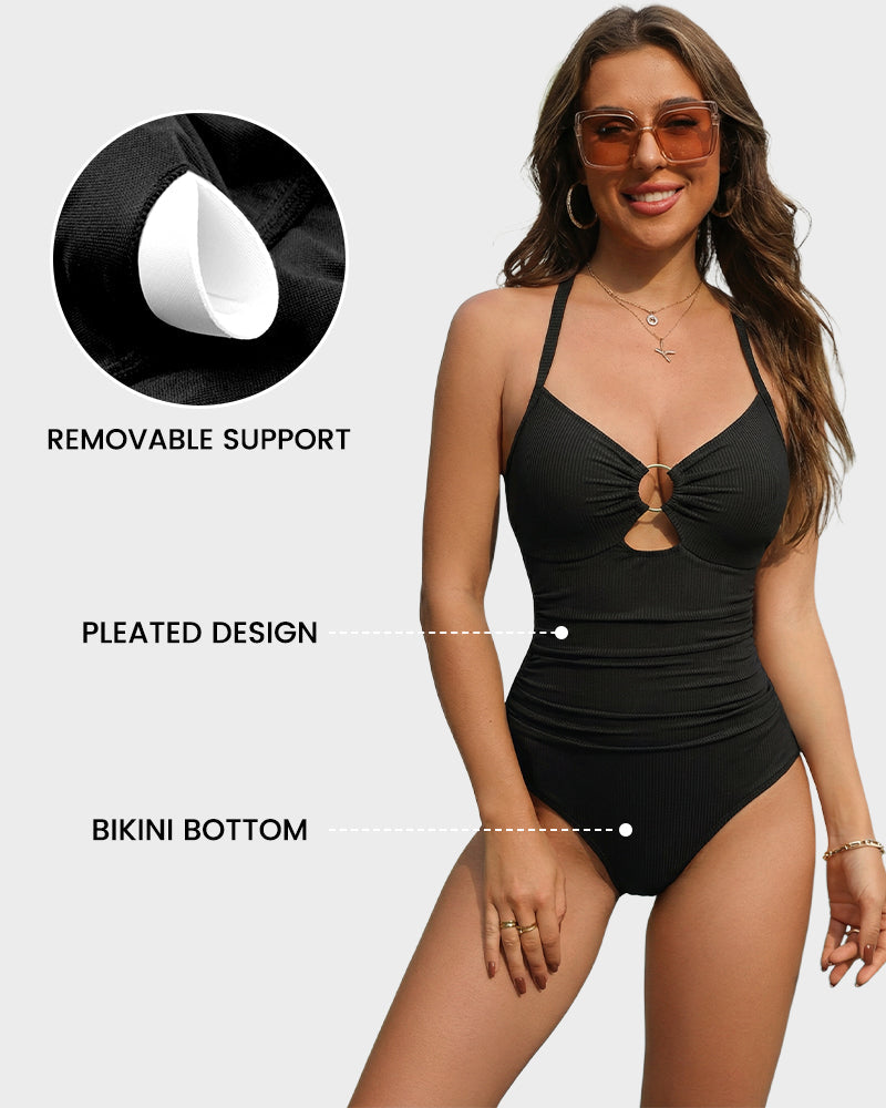 Slimming Tummy Control Ruched One-Piece Swimsuit-8