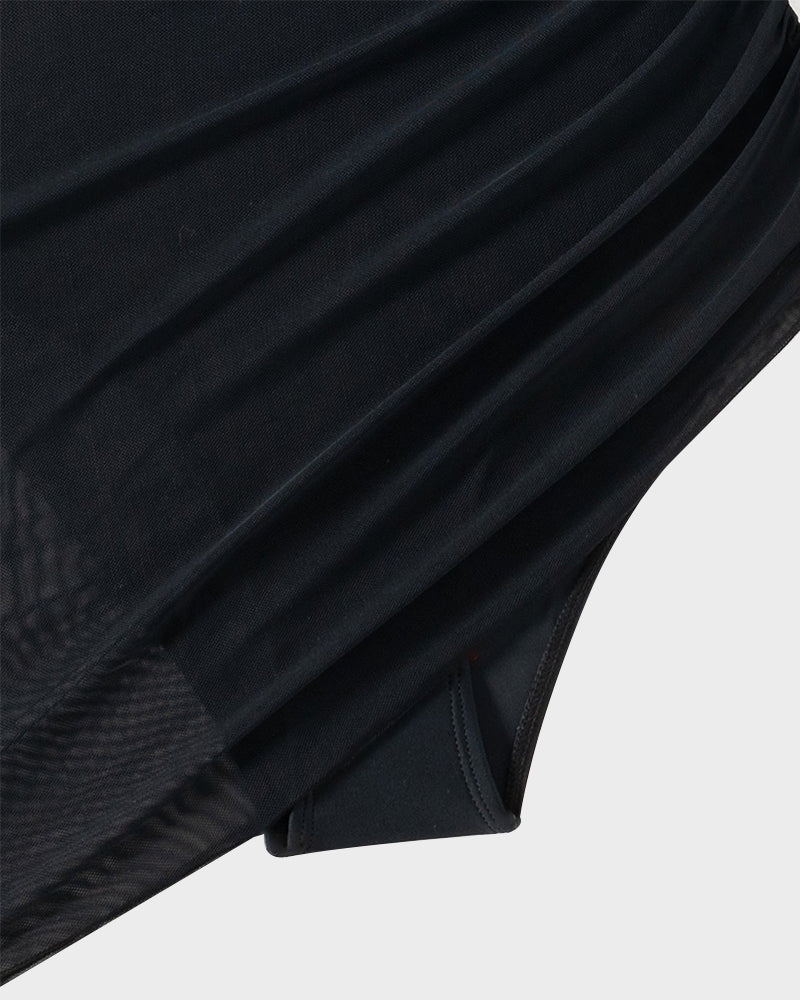 Slimming Mesh Sheer Sarong Wraps Bathing Suit-27