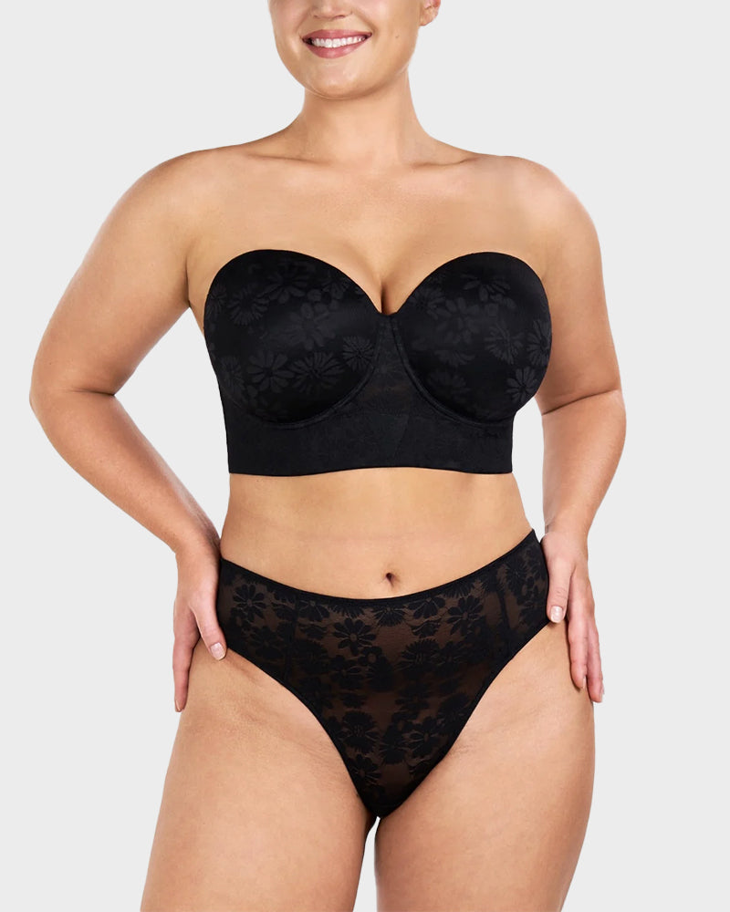 Smooth Lace Longline Strapless Underwire Bra-1