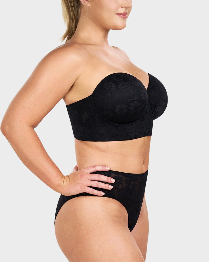 Smooth Lace Longline Strapless Underwire Bra-2