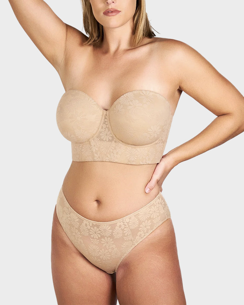 Smooth Lace Longline Strapless Underwire Bra-6