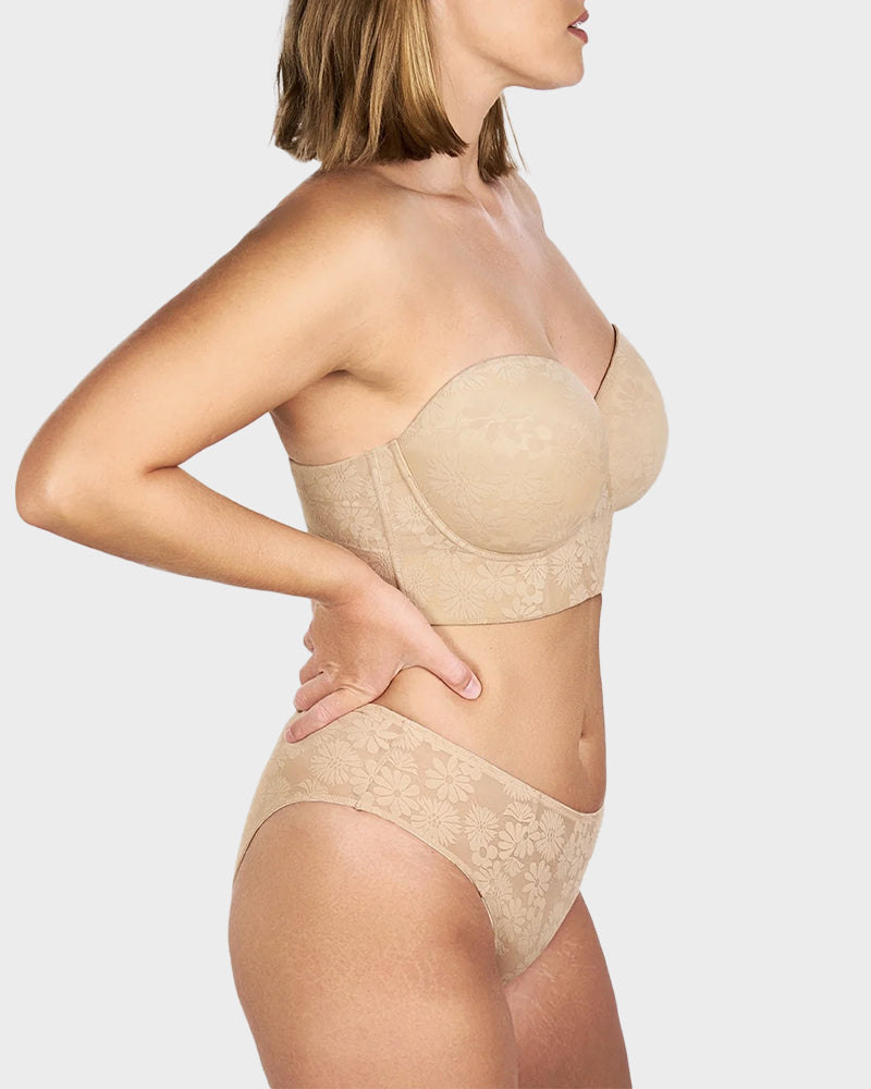 Smooth Lace Longline Strapless Underwire Bra-7