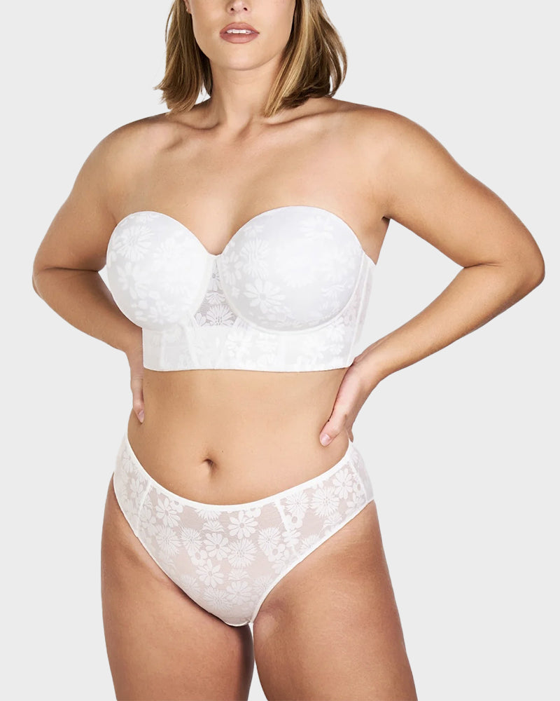 Smooth Lace Longline Strapless Underwire Bra-12