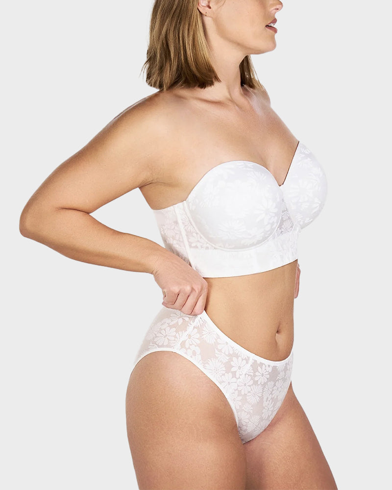Smooth Lace Longline Strapless Underwire Bra-11