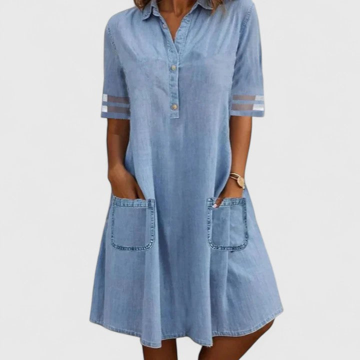 Brittany | Figure Flattering Denim Dress-1