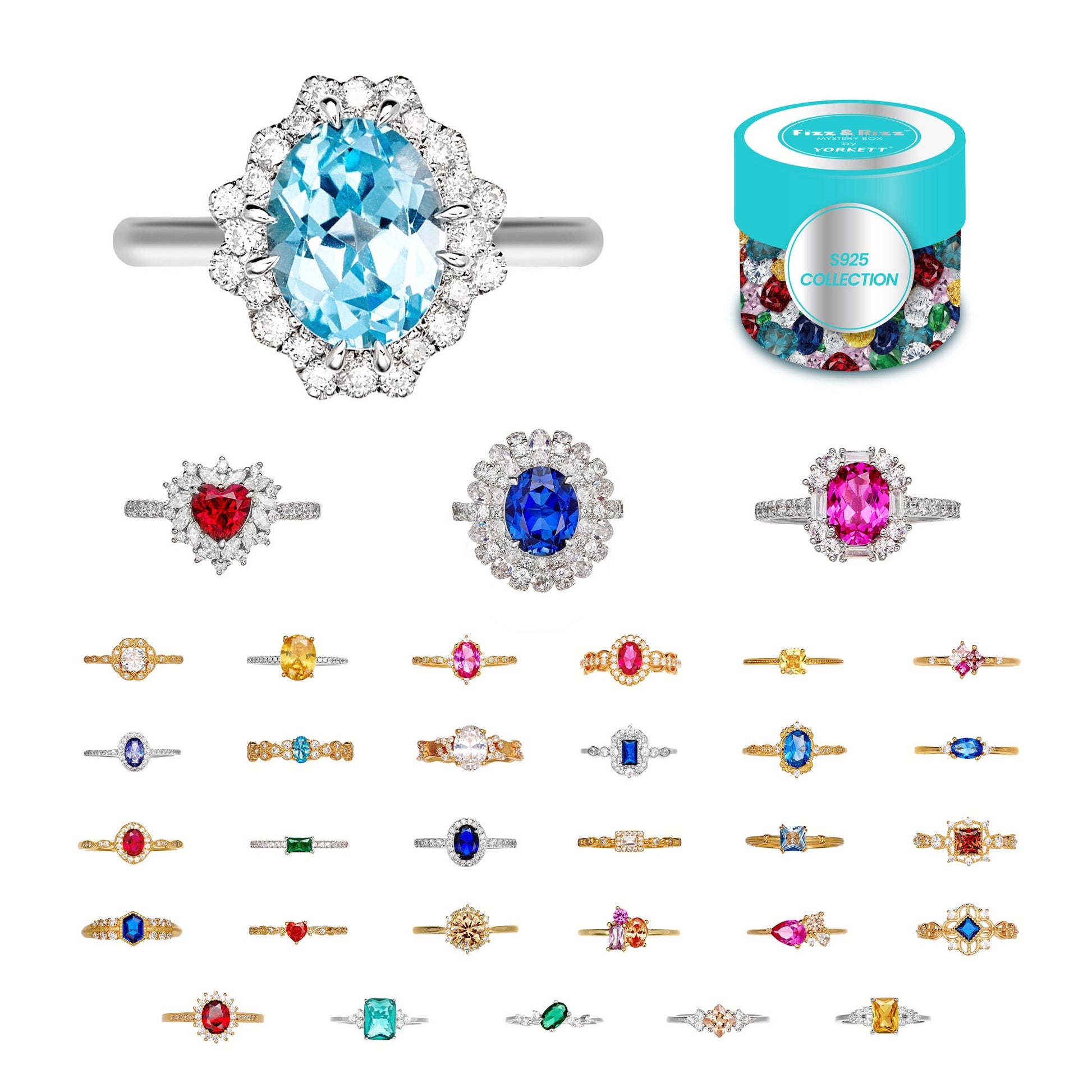 Fizz & Rizz by Yorkett Sterling Silver Sized Ring Mystery Box-2