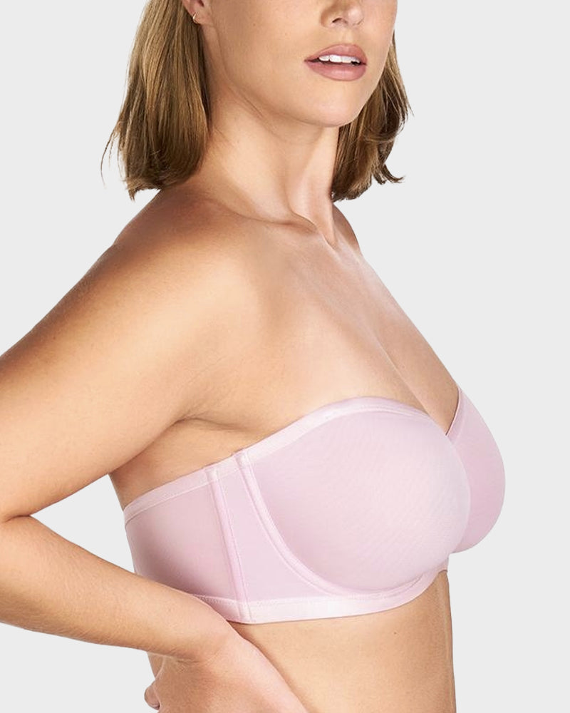 Strapless Mesh Underwire Balconette Bra-1