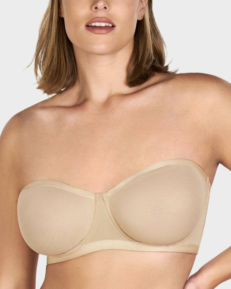 Strapless Mesh Underwire Balconette Bra-10
