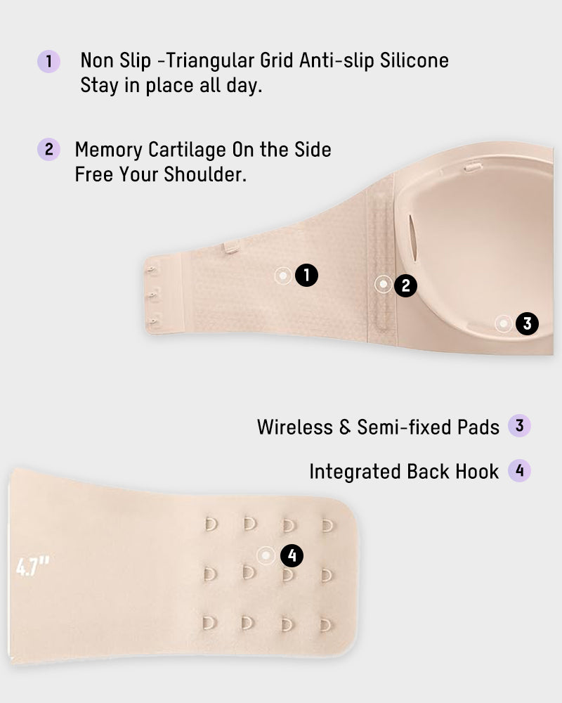 Women's Strapless Wireless Padded Bandeau Bra-4