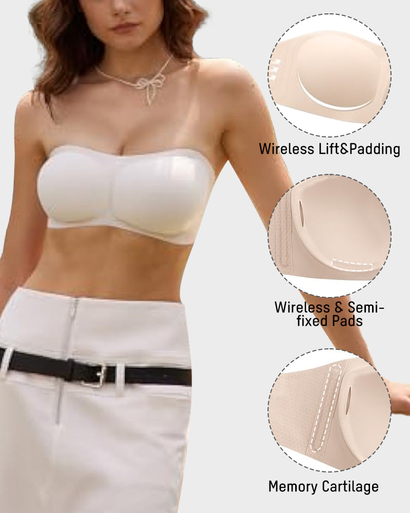 Women's Strapless Wireless Padded Bandeau Bra-3