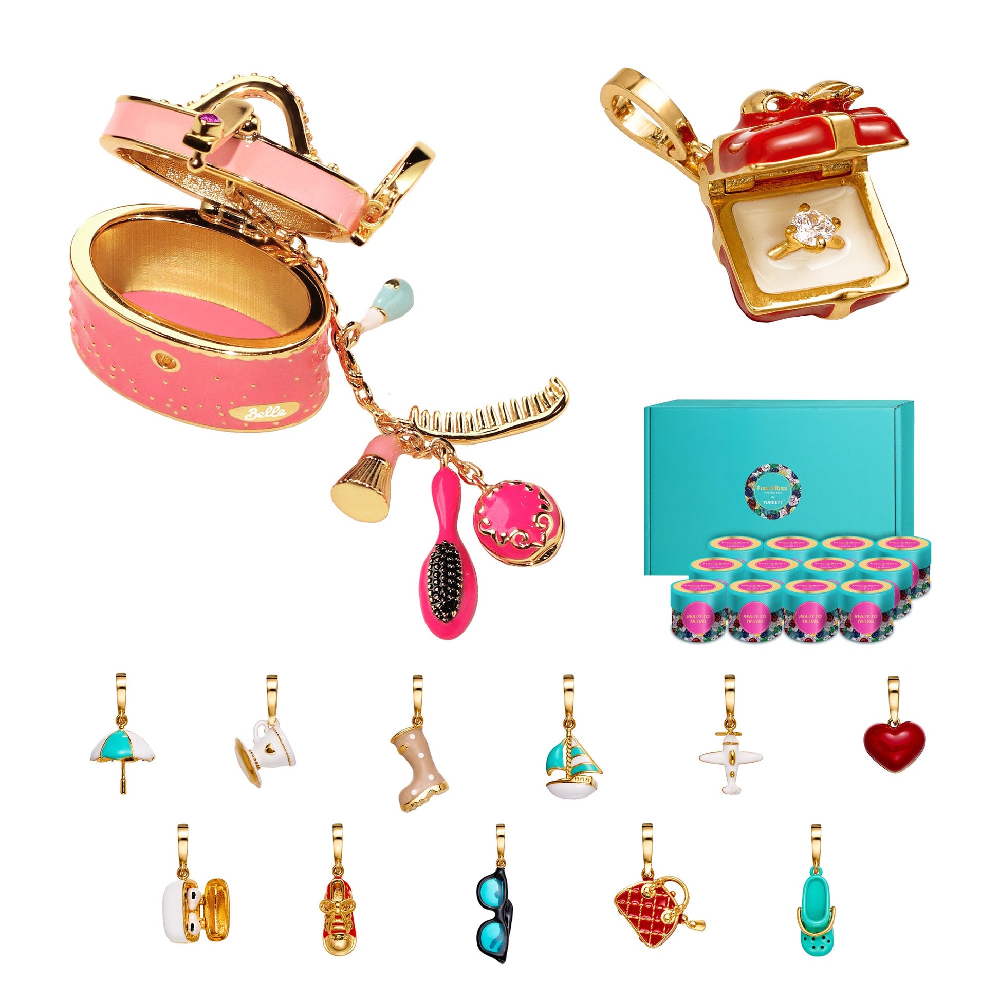 Fizz & Rizz Mystery Jewelry Box Travel Themed Charm Set with Necklace & Bracelet-6