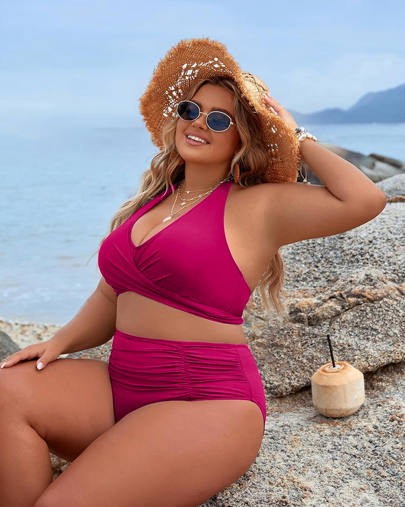 Tummy Control Bathing Suits Modest High Waisted Bikini Sets-30