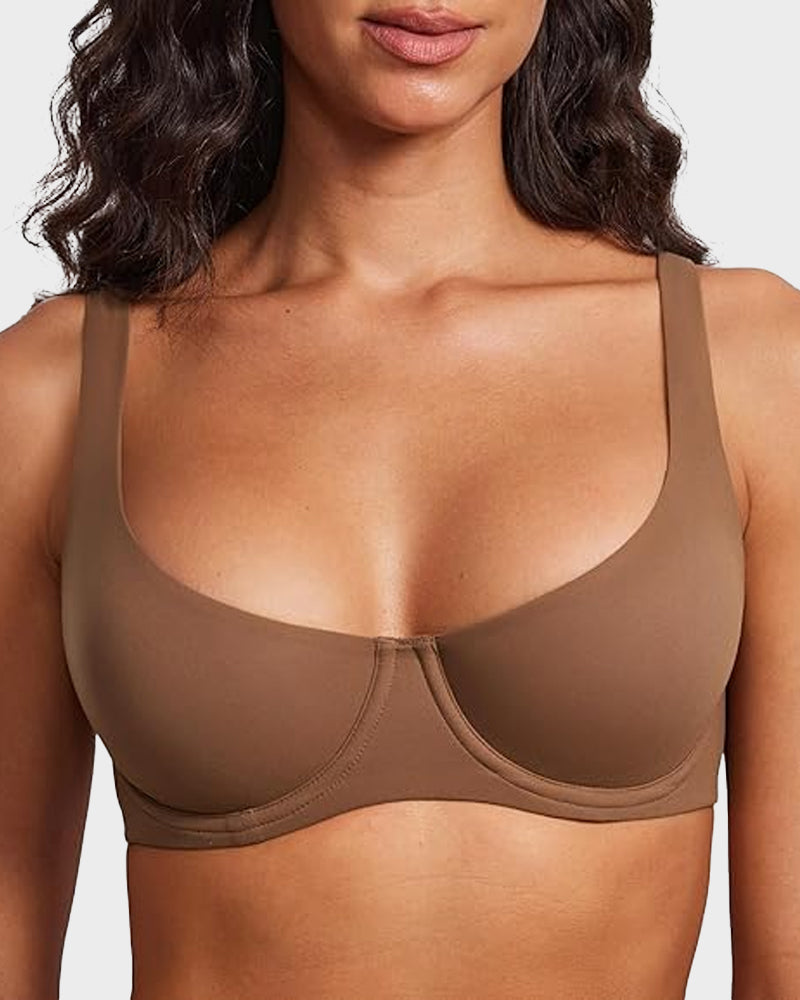 Underwire Support Seamless Unlined Balconette Bra-1