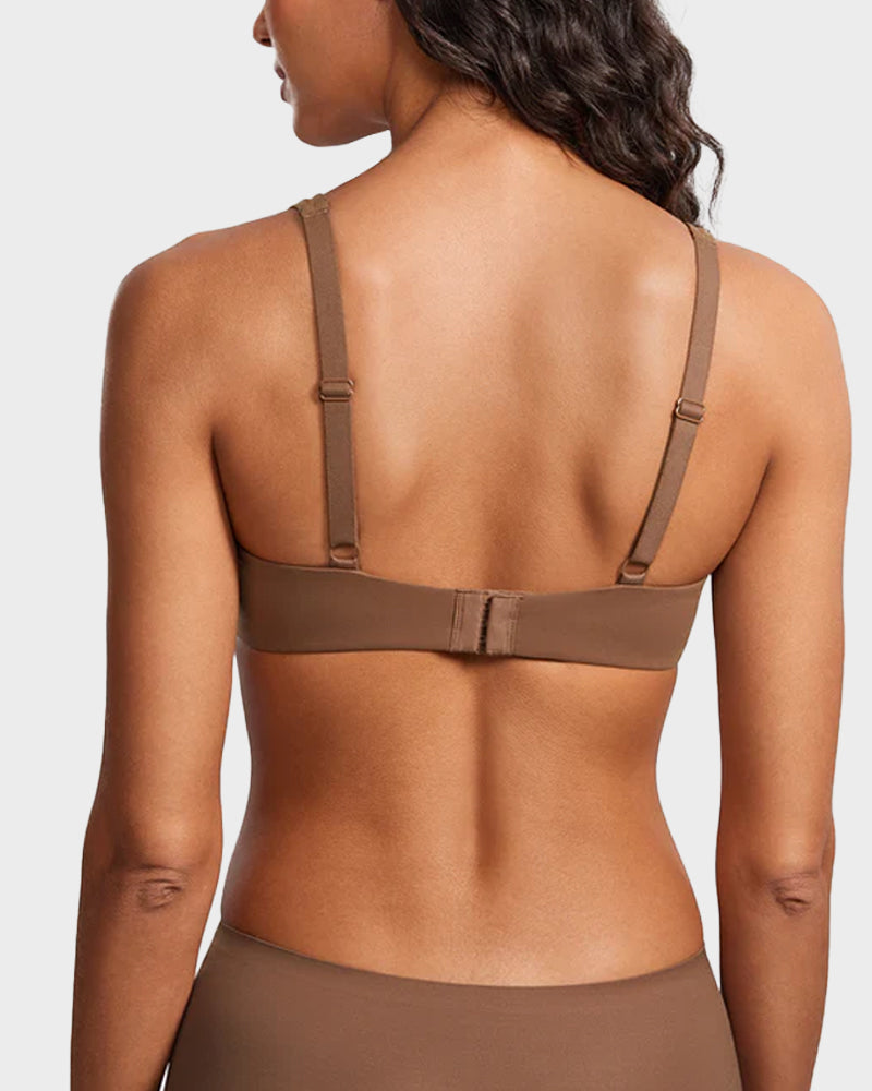 Underwire Support Seamless Unlined Balconette Bra-4