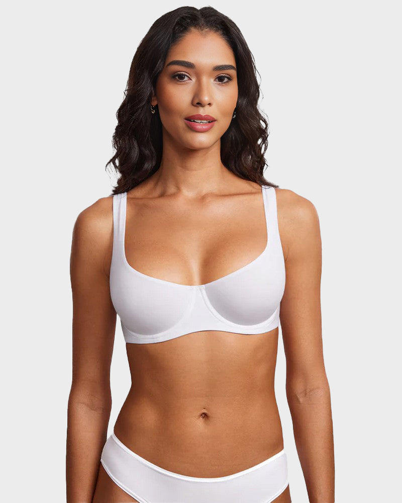 Underwire Support Seamless Unlined Balconette Bra-7