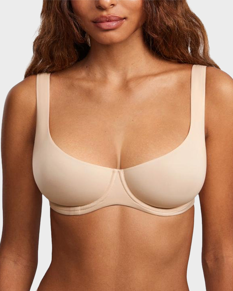 Underwire Support Seamless Unlined Balconette Bra-18