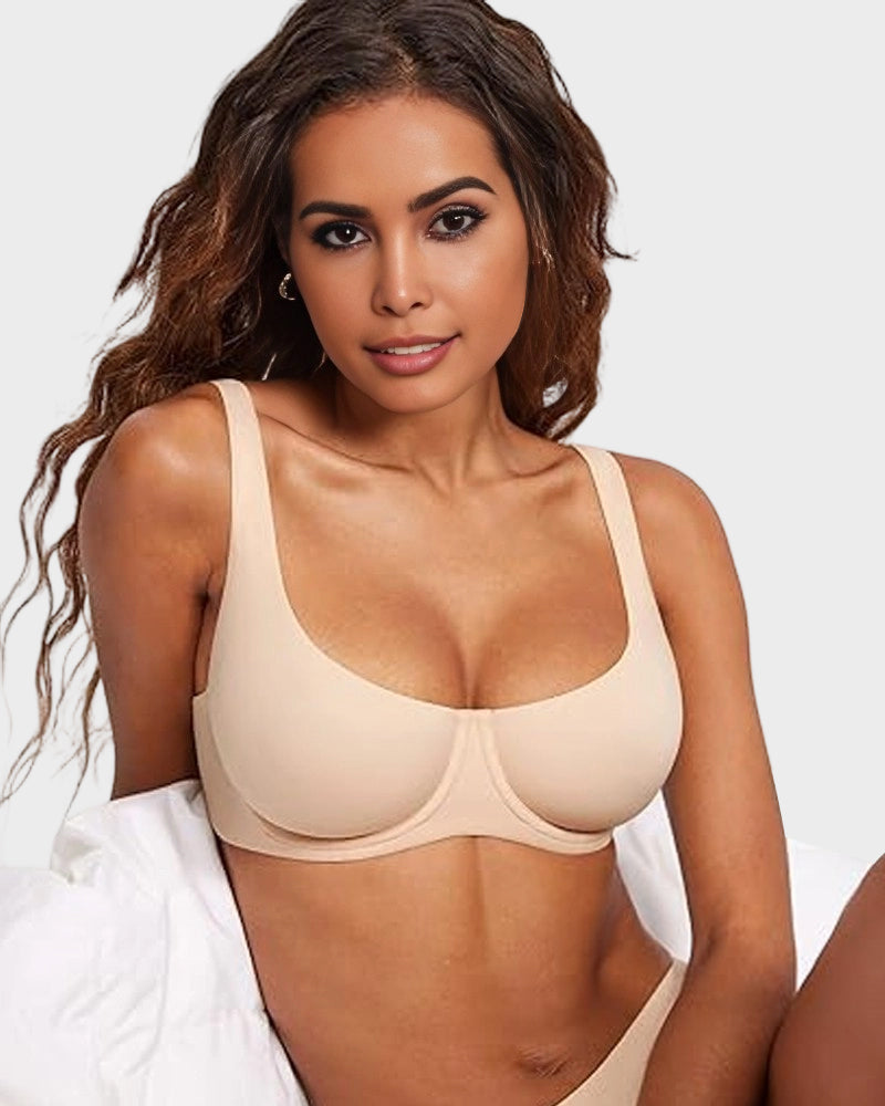 Underwire Support Seamless Unlined Balconette Bra-16