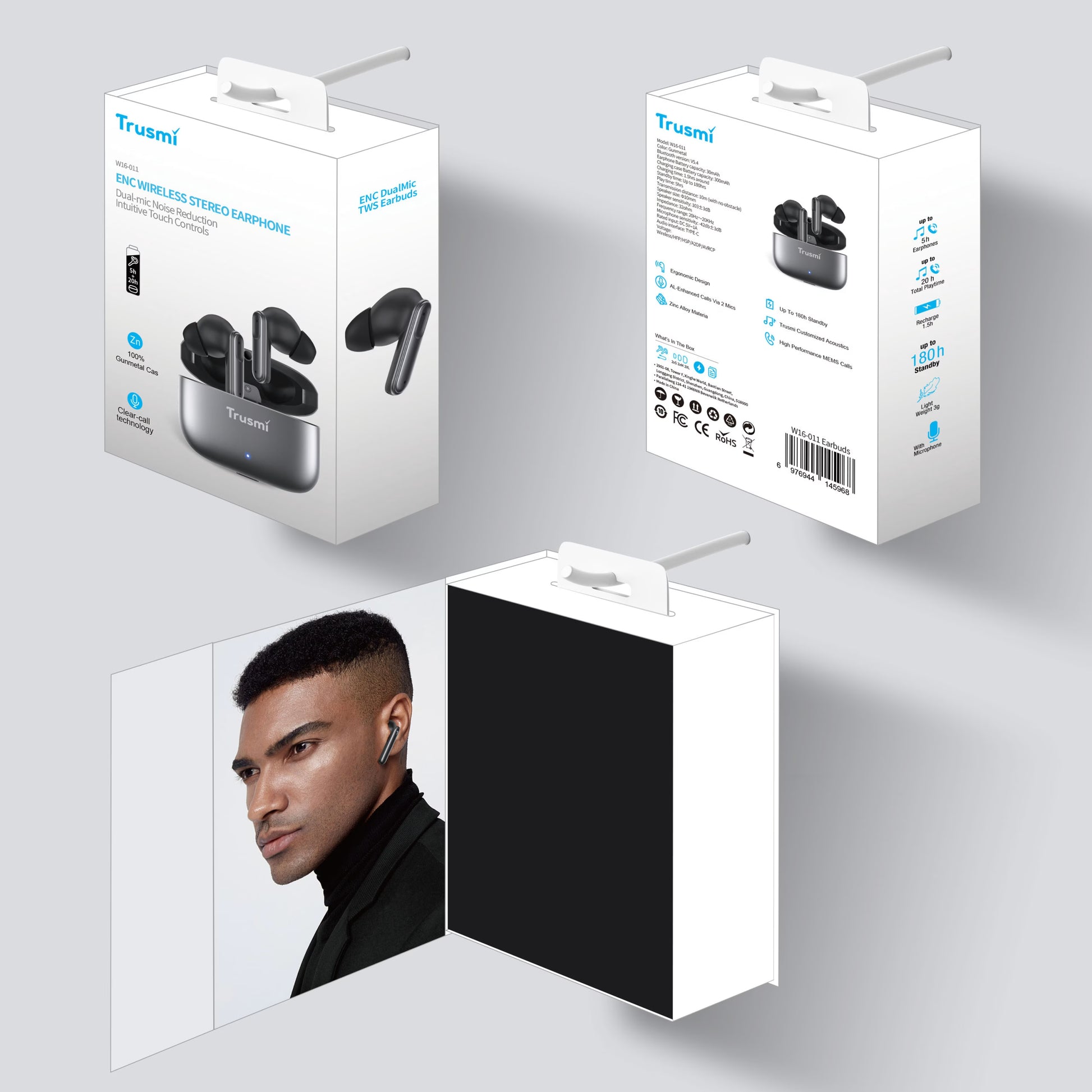 TRUSMI In-ear Earbuds Zinc Alloy Metal Wireless Earphone-5
