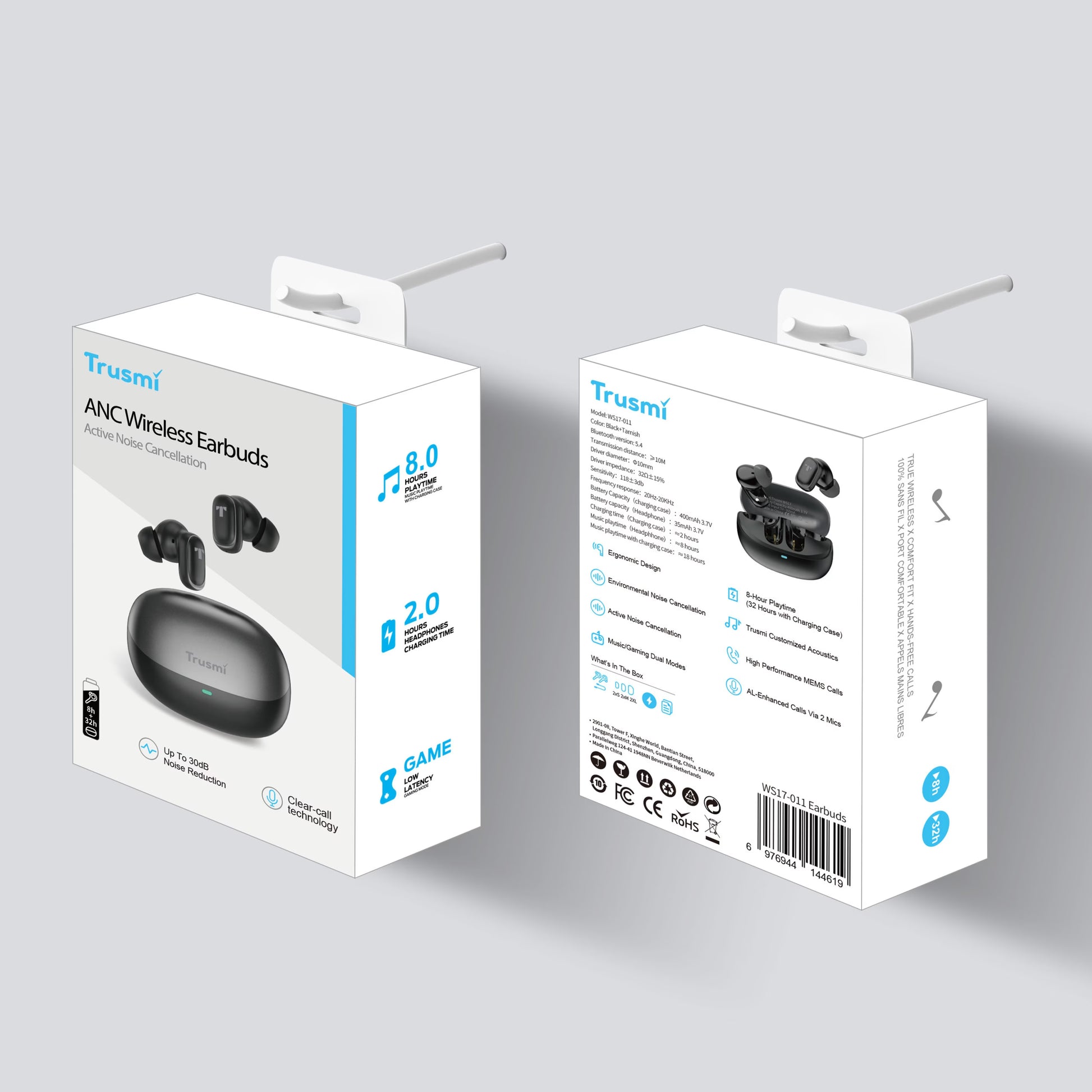 TRUSMI ANC+ENC Dual Mic True Wireless Earphones-5