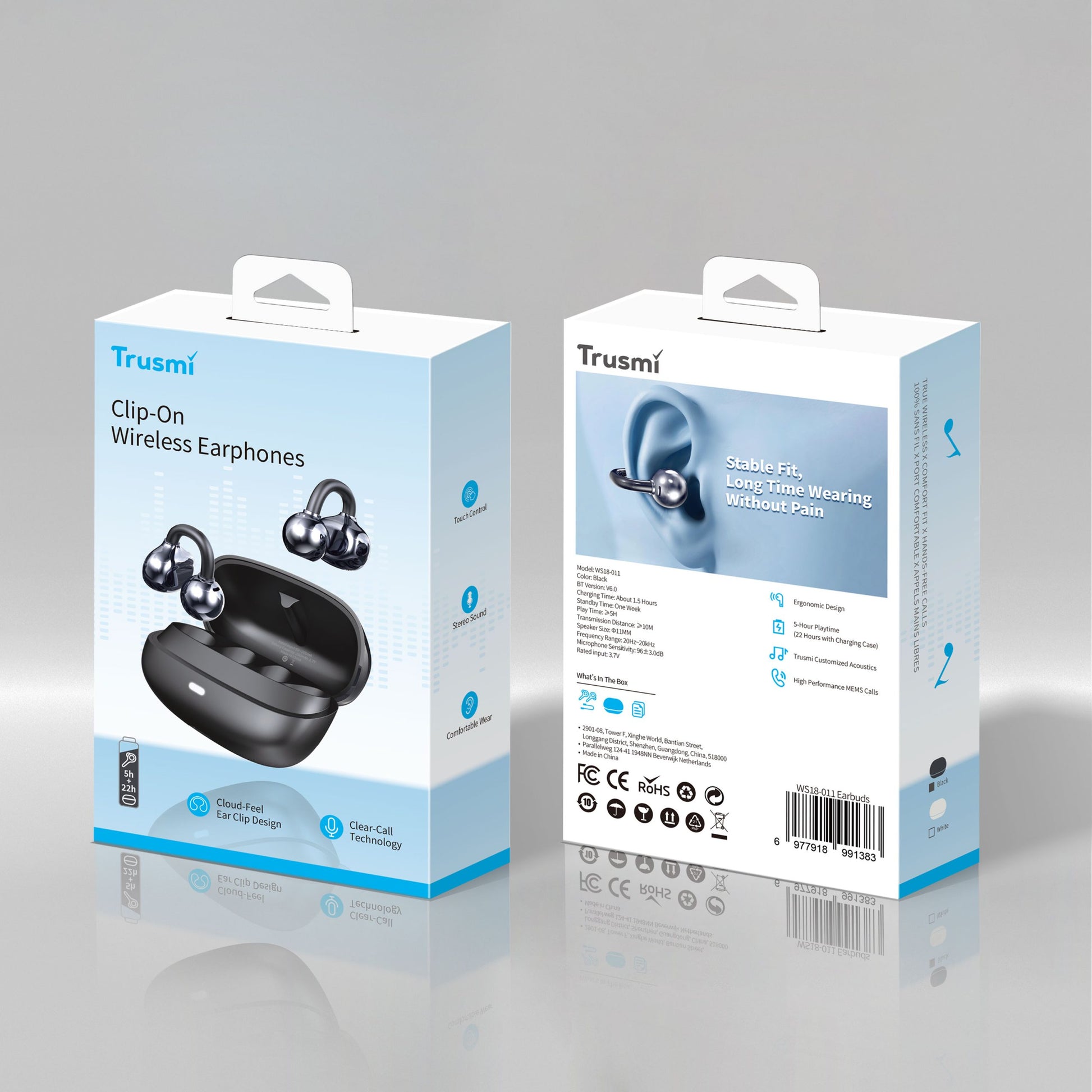 TRUSMI WS18 OWS Clip-On Wireless Earphone-9