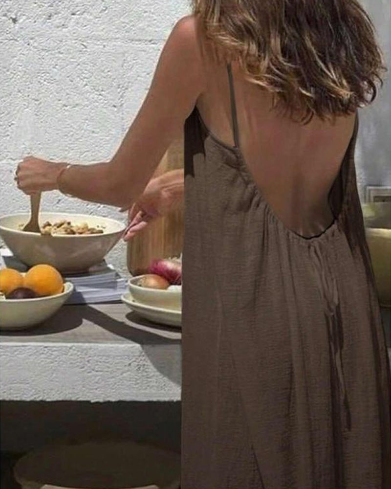 Elegant Sleeveless Long Dress, Ladies Sleepwear for Indoor Wear-3