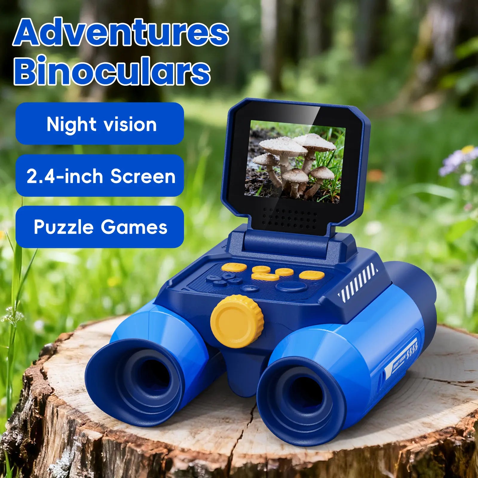 ASPOVEN Magic Adventures Binoculars with 2.4" IPS Screen 10X Zoom+7 IR Nightvisio Multiple Adventure Toy-3