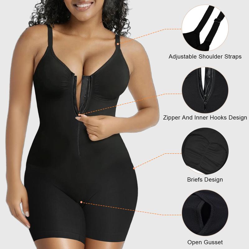 Women's Tummy Control Zip Bodysuit-4