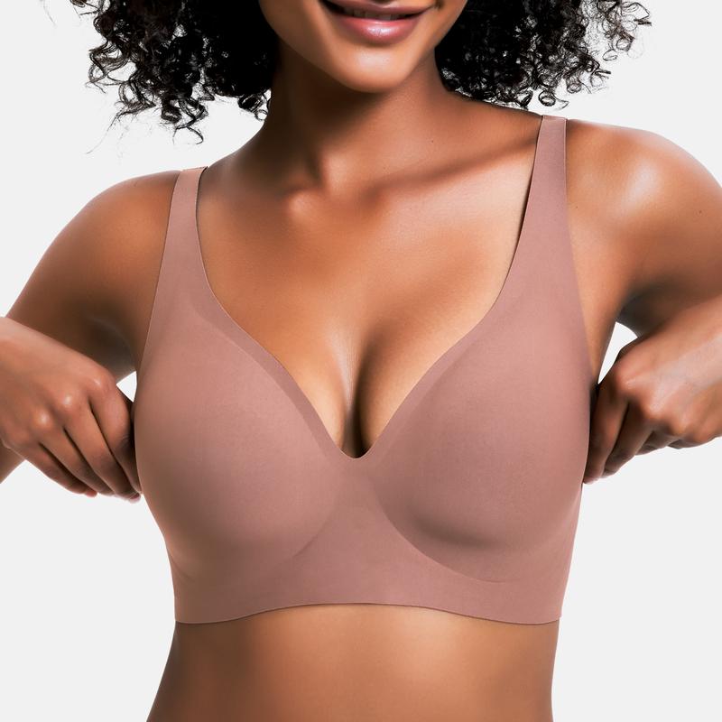 Jelly Wireless Seamless Deep V Push Up Bra-3