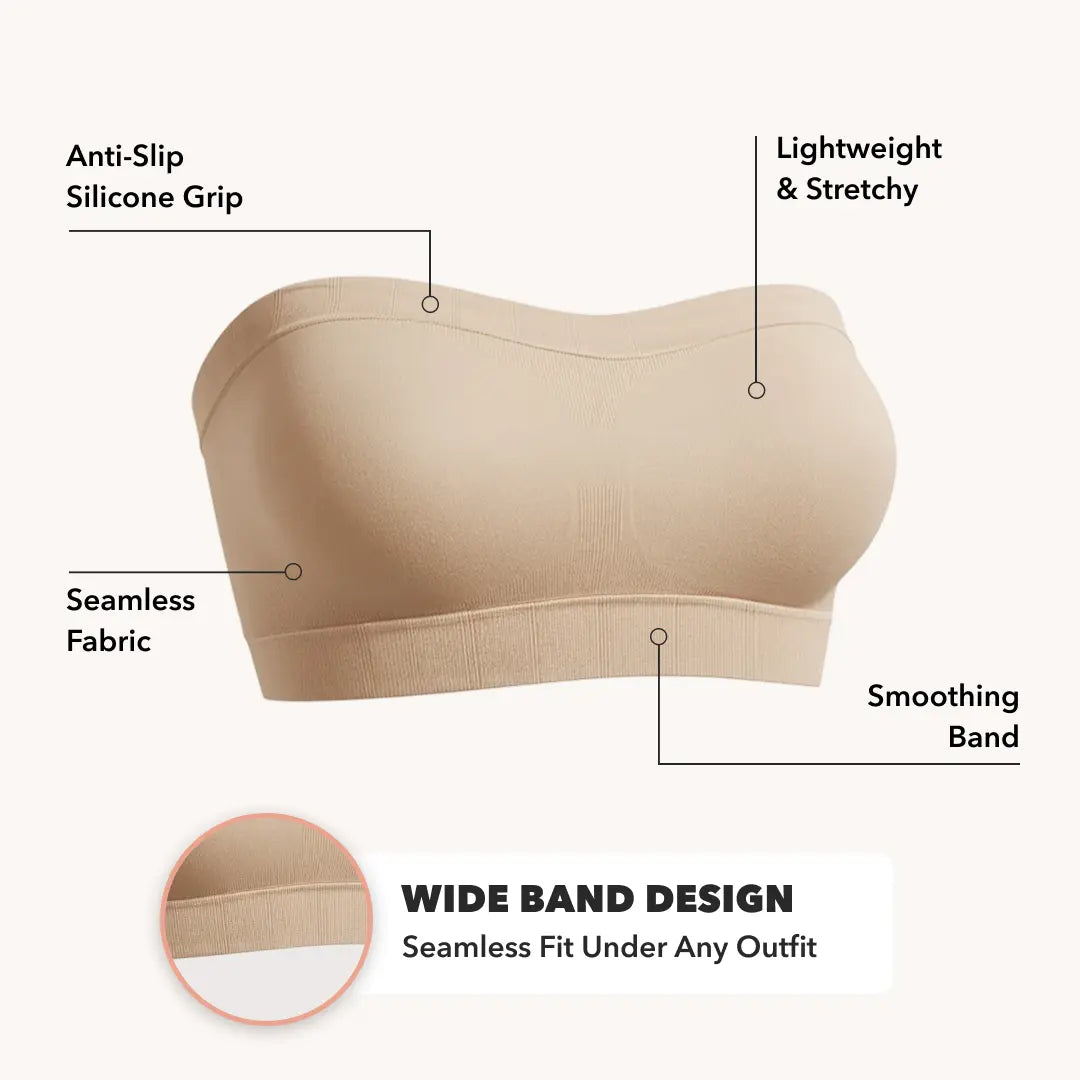 Convertible Strapless Bandeau Bra with Wireless Comfort, Anti-Slip Grip & Removable Straps-7