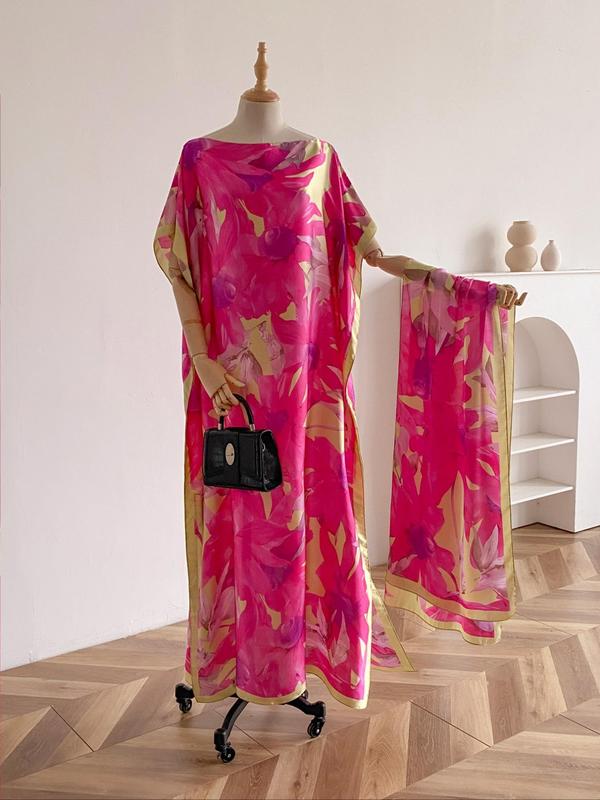 Women's Peacock Print Cape Shawl & Scarf Set – Elegant Beach Swim Cover-Up-6