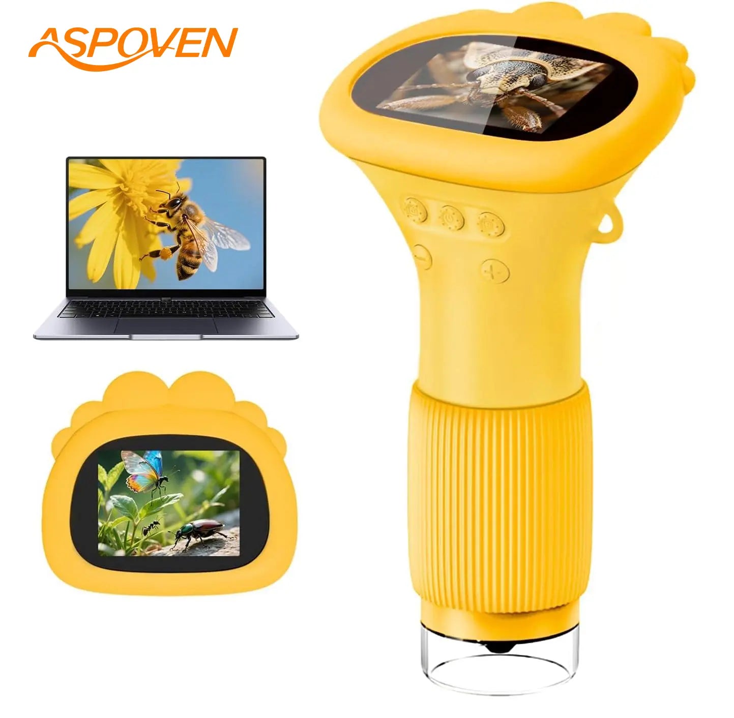 ASPOVEN Kids Microscope 1000X Handheld Digital Microscope HD Pocket Portable Mini USB Camera-3