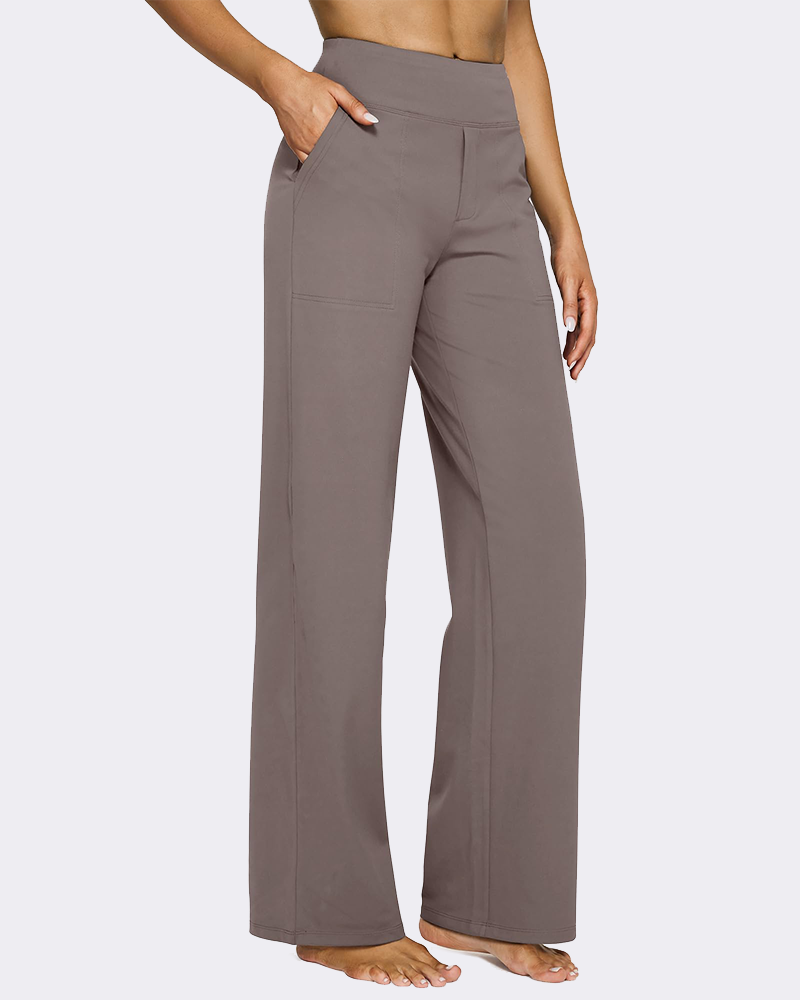 High-Waist Wide Leg Yoga Pants with Pockets-7