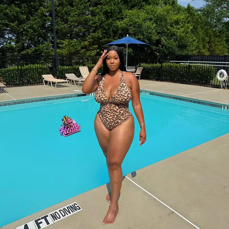 One-Piece with Criss Cross Back & Off-Shoulder Neckline Bodycon Swim Bodysuit-5