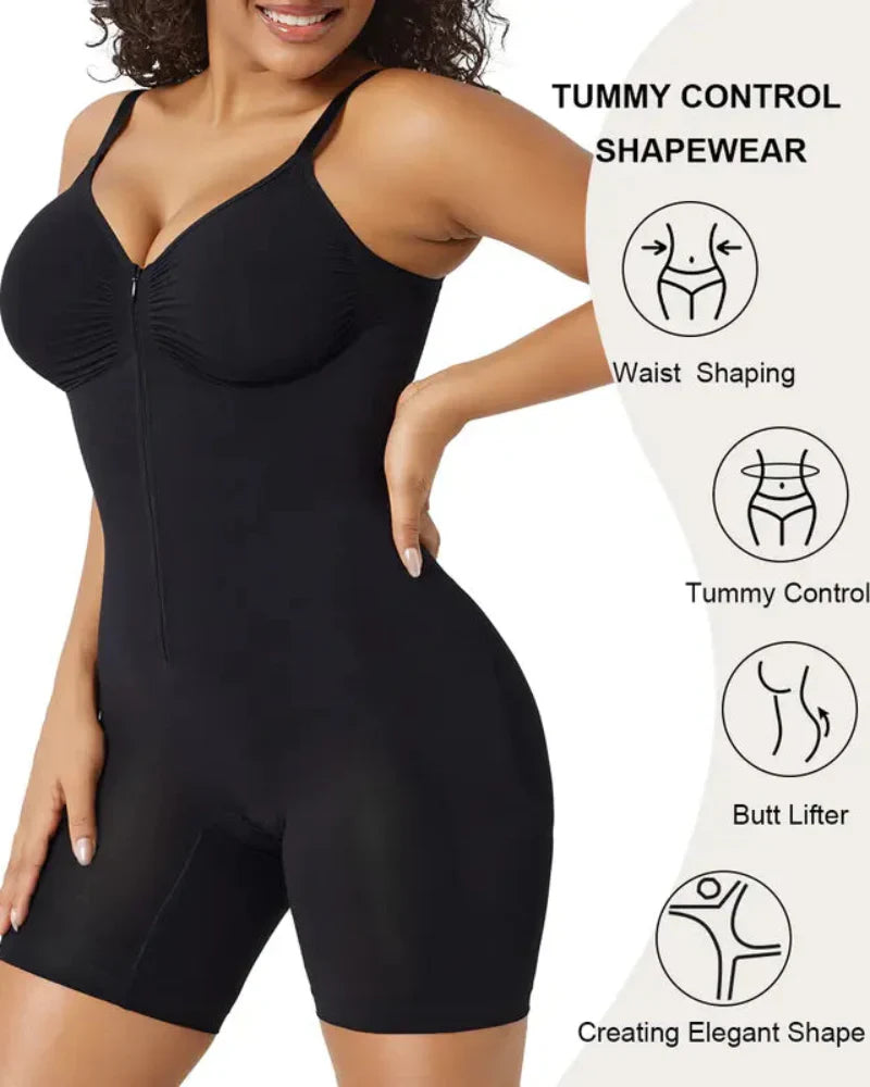 Women's Tummy Control Zip Bodysuit-2