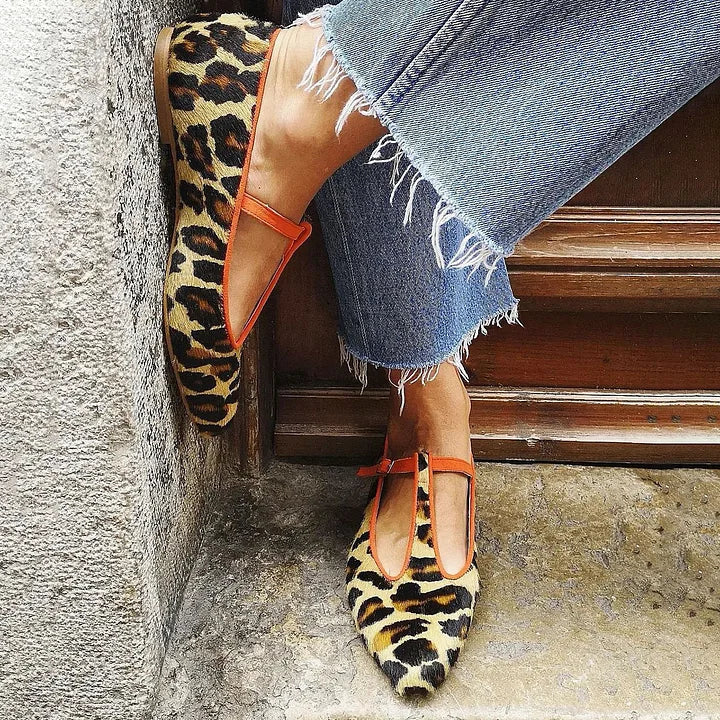 NYLA | LEOPARD BALLET FLATS WITH ANKLE STRAP-1