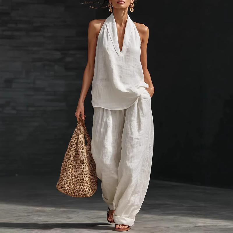 Ainhoa | Relaxed Tank Top and Wide-Leg Pants Co-Ord Set-6