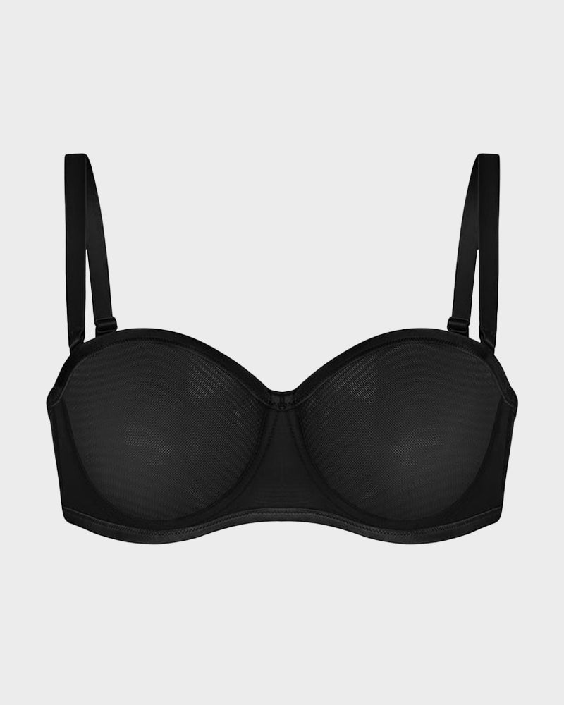 Strapless Mesh Underwire Balconette Bra-8
